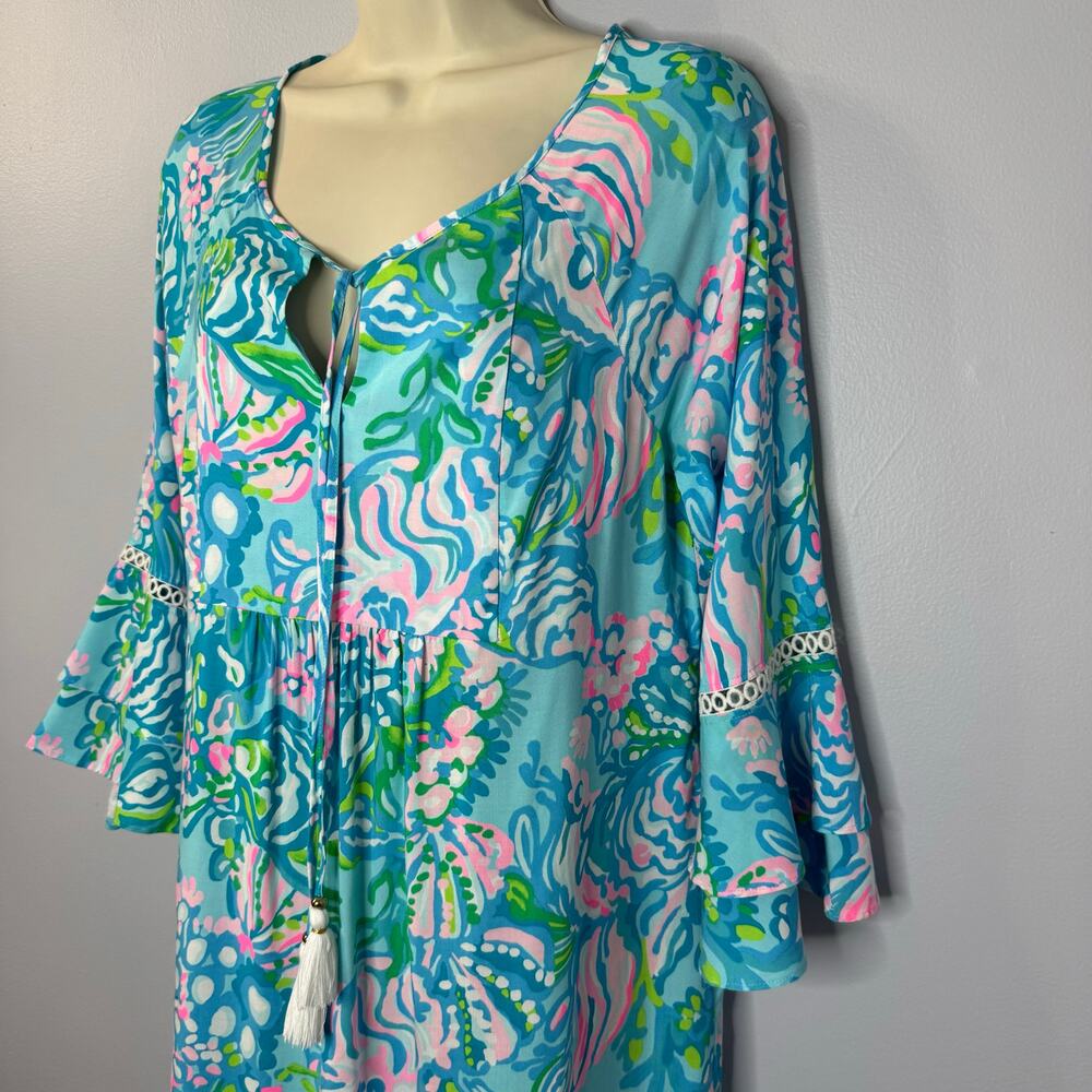 Lilly Pulitzer Azita Tunic Dress in Blue Ibiza Aqua La Vista Beach Vacation Sz S - Picture 3 of 12